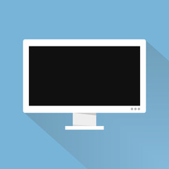 Poster - Computer widescreen monitor sign icon. flat design icon, long sh