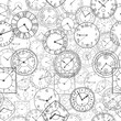 © red_spruce - vector doodle clock, seamless background