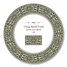 Vintage Round Retro Frame 205 Green Lace Spiral