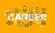 Thin line flat design banner for CAREER web page, employment, career development, job search tool and services. Vector illustration concept of word CAREER for website and mobile website banners.