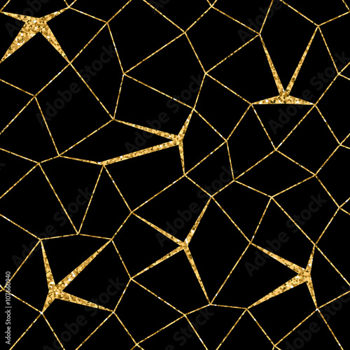 Dekoracja na wymiar  mozaika-geometryczny-wzor-3d-zloty-brokat-czarny-szablon-abstrakcyjna-tekstura-zloty