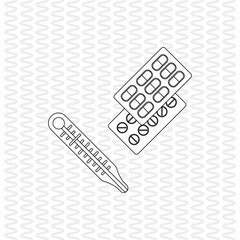 thermometer and medicine  icon design, vector illustration