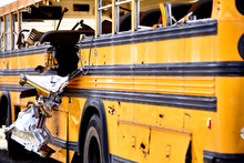 School Bus Accident Damage EMS Fire Response