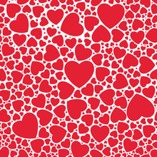Seamless Stylish Red Pattern With Hearts. Vector Illustration.