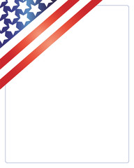 Wall Mural - United States of America flag in the corner of the white background. Patriotic American frame.