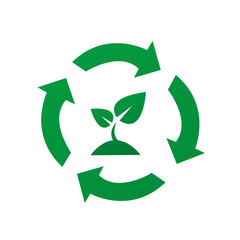 Vector recycle signs with green plant