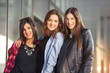© Mediteraneo - Three Teen Girl Friends Laughing. Selective focus