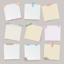 Set Of Different Vector Note Papers. 