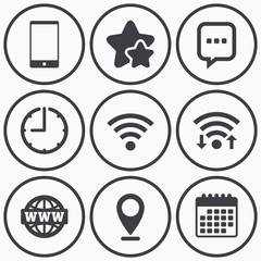 Communication icons. Smartphone and chat bubble.