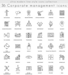 Poster - Vector Corporate managment ultra modern outline line icons for web and apps.