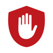Shield with hand block / adblock flat icon for apps and websites