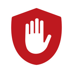 shield with hand block / adblock flat icon for apps and websites