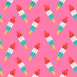 retro rocket popsicle seamless pattern