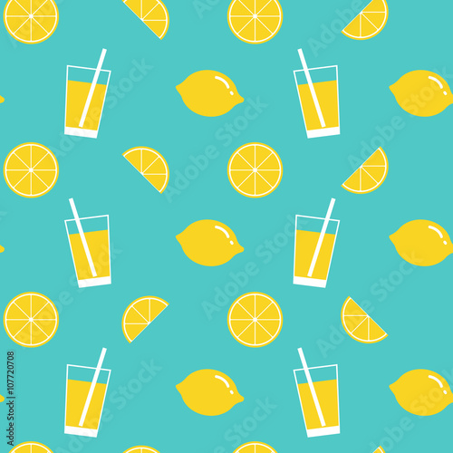 Fotomural lemon and lemonade seamless pattern background