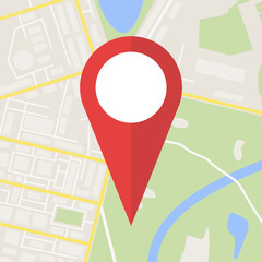 Poster - City Map With Marker, Vector Icon