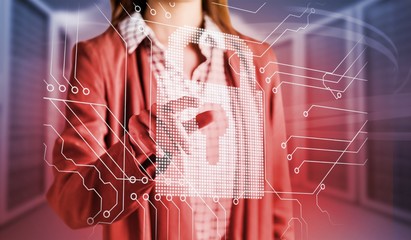 Poster - Composite image of businesswoman pointing 