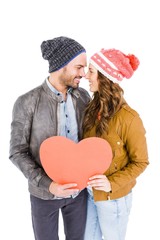 Wall Mural - Happy young couple holding heart