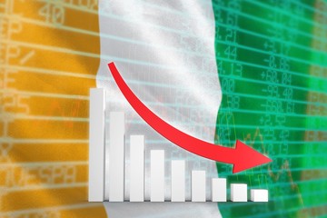 Poster - Composite image of red arrow and bar chart