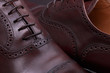 Brown oxford shoes with shoelace closeup