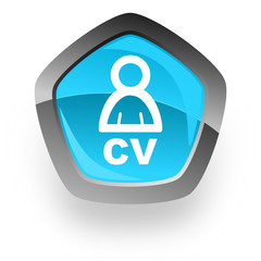 Aufkleber - blue pentagon cv vector web icon