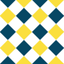 Yellow Buttercup Blue Teal White Diamond Chessboard Background Vector Illustration