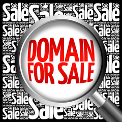 Poster - DOMAIN FOR SALE word cloud with magnifying glass, business concept
