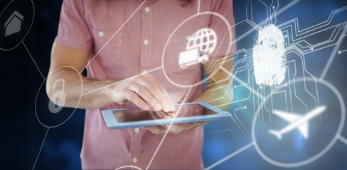 Poster - Composite image of mid section of hipster using digital tablet