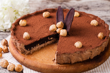 Poster - chocolate tart with hazelnuts