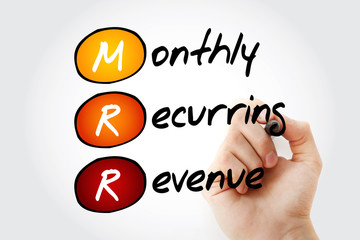 Poster - hand writing mrr - monthly recurring revenue with marker, acronym business concept