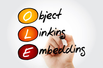 Aufkleber - Hand writing OLE Object Linking and Embedding with marker, acronym business concept