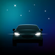 Front of a car with headlights and stars, eps10 vector