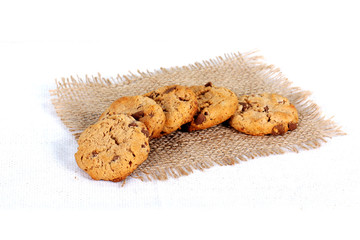 Wall Mural - choco chip cookies, cookies on jute