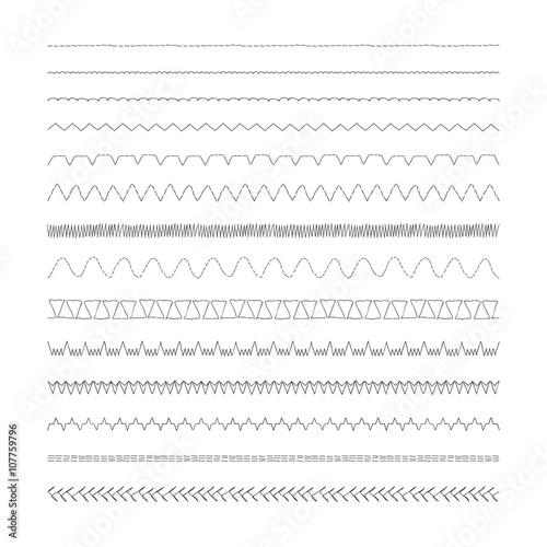 Cuadros en Lienzo Sewing machine stitches, Set of 14 variations