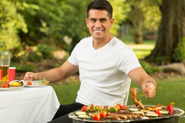 Poster - Young man on barbecue party