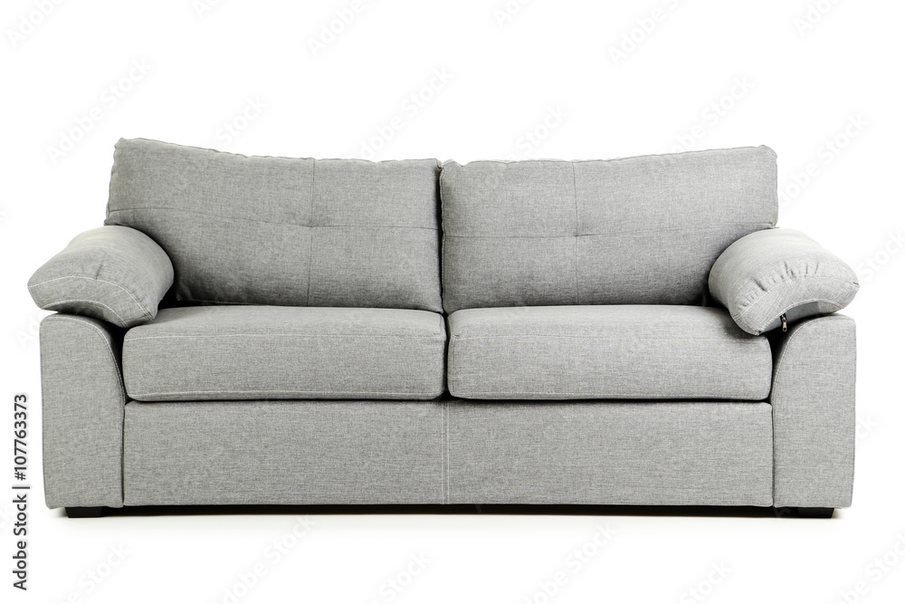 Grey sofa isolated on a white background - obrazy, fototapety, plakaty 