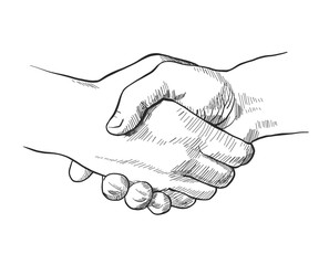 hand drawn sketch illustration of a handshake