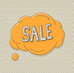 Poster - Hand-drawn comic style talk cloud. Sale illustration