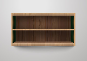 Poster - Empty shelves vector illustration. Template for a content