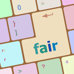 Poster - fair word on computer pc keyboard key vector illustration