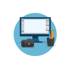 Fototapete - Design Graphic Work Space Flat