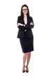 full length portrait of young woman in business suit isolated on