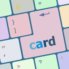 Poster - card word on keyboard key, notebook computer button vector illustration