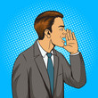 © Oleksandr Pokusai - Man shouts with hand pop art style vector