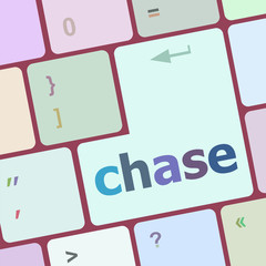Poster - chase word on keyboard key, notebook computer button vector illustration