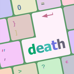 Poster - death word on keyboard key, notebook computer button vector illustration
