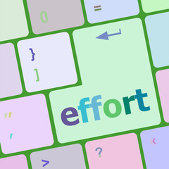 Poster - effort word on keyboard key, notebook computer button vector illustration