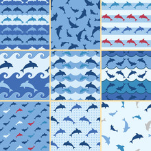 Sea Dolphin Pattern, Dolphin Pattern, Sea Pattern, Summer Pattern, Beach Pattern, Ocean Pattern, Dolphin Background, Dolphin Background, Summer Background