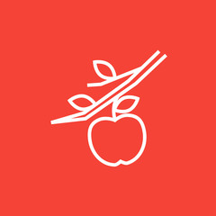 Sticker - Apple harvest line icon.