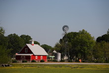 Red Barn And Windmill Farm