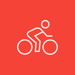 Sticker - Man riding  bike line icon.